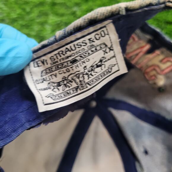 VTG 90s Levi's "Legends Never Die" Embroidered Faded Denim Dad Hat Baseball Cap - Picture 8 of 12